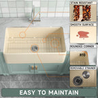 33-Inch Bone Color Farmhouse Kitchen Sink Double-Sided Apron-Front Design | Undermount Mounting | 33"×18"×10" Dimension | Heavy-Duty Solid Fireclay Construction | Perfect for Residential Kitchens