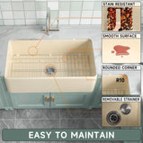 33-Inch Bone Color Farmhouse Kitchen Sink Double-Sided Apron-Front Design | Undermount Mounting | 33"×18"×10" Dimension | Heavy-Duty Solid Fireclay Construction | Perfect for Residential Kitchens