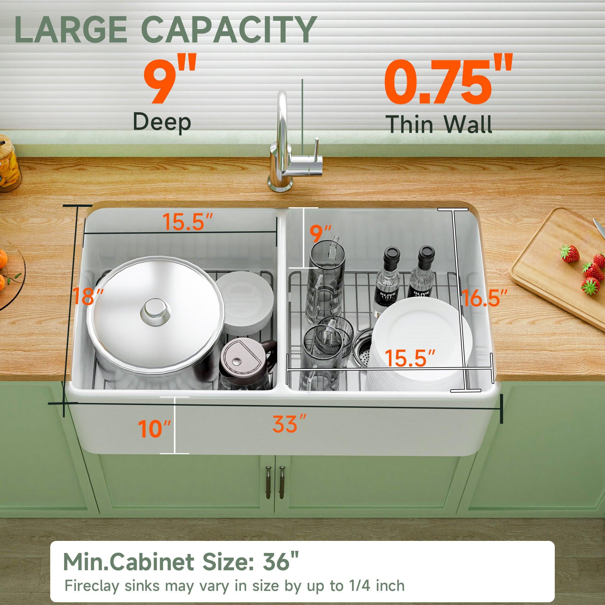 Miuara Farmhouse Sink Farm Sink Undermount Kitchen Sinks Fireclay Sink Decor Fluted Apron Sink - Miuara LLC