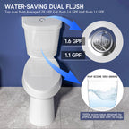 Elongated Tall Toilet 20 Inch for Seniors - 1.1/1.6 GPF Dual Flush Two Piece ADA High Toilet for Bathroom, 19 Inch Bowl Height, 20 Inch Seat Height, 12" Rough In, White