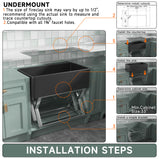  Black Farmhouse Sink 76.2 cm - Apron-front Undermount Double-sided Kitchen Sink, 76.2 cm × 45.7 cm × 25.4 cm, Farmhouse-style Single Bowl, Heavy-duty Solid Fireclay, Matte Black, Ideal for Kitchen