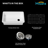 White Undermount Kitchen Sink 32 Inch - Large Topmount Fireclay Drop In Sink 32"x19"x10", Dual Mount Heavy Duty Deep Single Bowl, with 2 Custom Accessories, Glossy White, for Kitchen