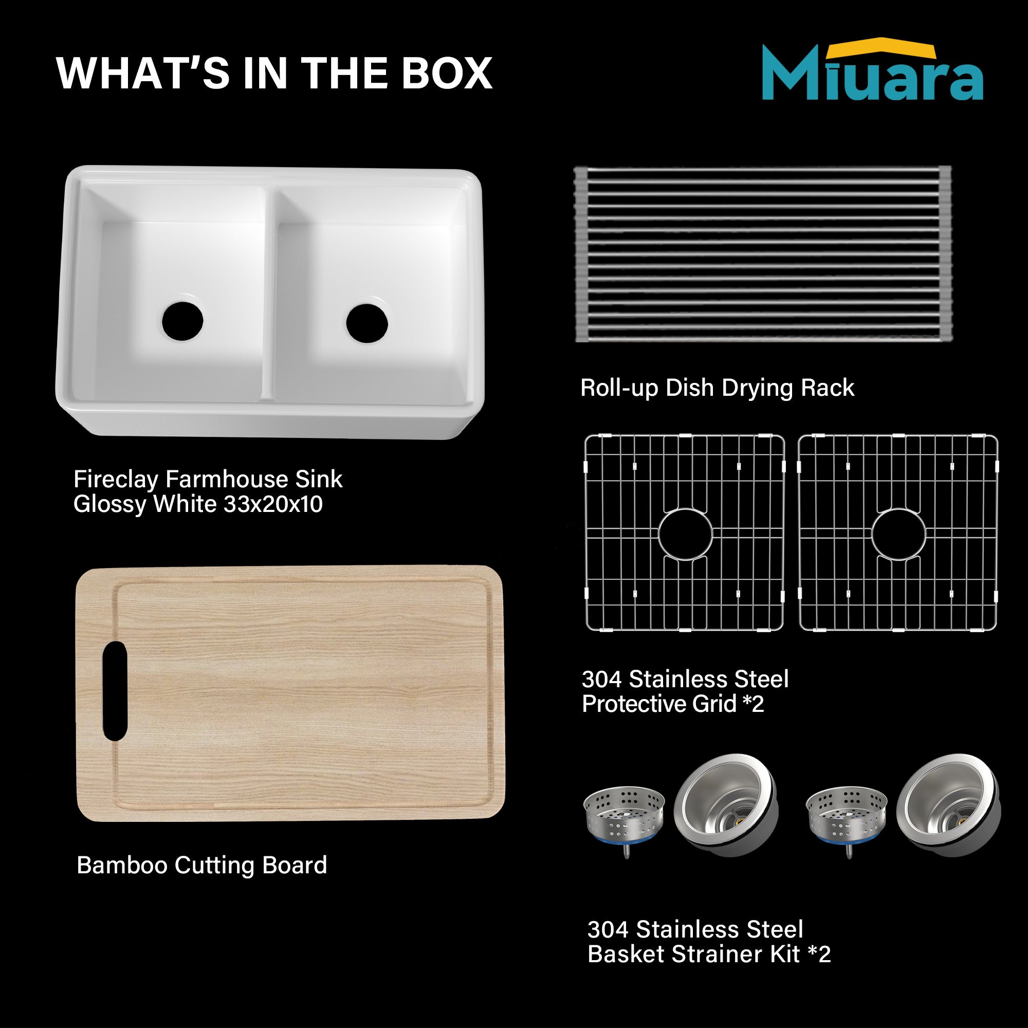 Farmhouse Workstation Sink, 76.2 cm, Suitable for Kitchen - White Apron-Front Fireclay Kitchen Sink, Double-Sided, 76.2 cm × 50.8 cm × 25.4 cm, Farmhouse-Style Heavy-Duty Deep Single Bowl