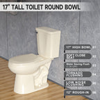 17 Inch Compact Tall Toilets for Bathrooms,ADA Comfort Chair Height Seat for Seniors,Two Piece Toilets Seat Height 17.5 Inch,Tornado Single Flush 1.28 GPF,12 Inch Rough-in