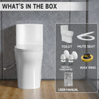 Elongated Modern Tall Toilet 19 Inch for Seniors, Powerful Tornado Flush Skirted High Toilet for Bathroom,One Piece Water Saving Dual Flush 1.0/1.28 GPF,Comfort ADA Bowl Heigh 18 Inch