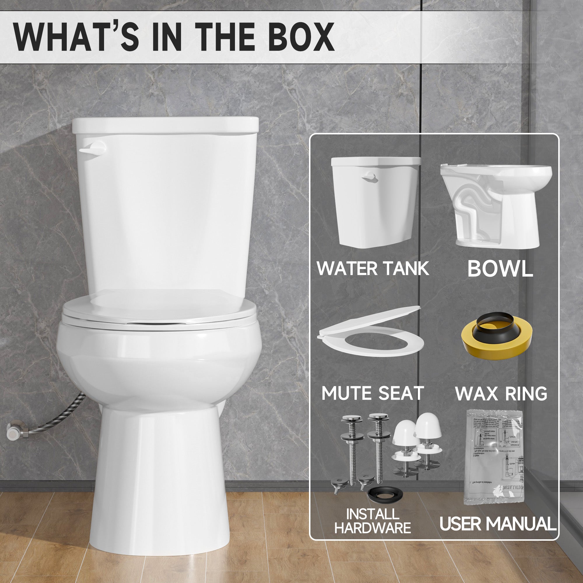 17 Inch Compact Tall Toilets for Bathrooms,ADA Comfort Chair Height Seat for Seniors,Two Piece Toilets Seat Height 17.5 Inch,Tornado Single Flush 1.28 GPF,12 Inch Rough-in