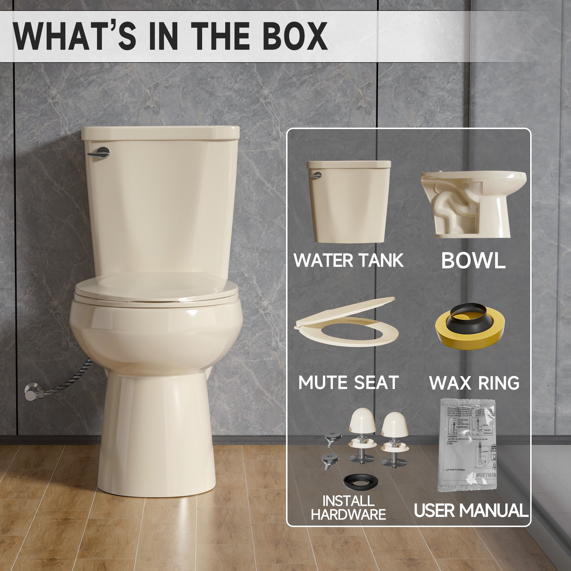 17 Inch Compact Tall Toilets for Bathrooms,ADA Comfort Chair Height Seat for Seniors,Two Piece Toilets Seat Height 17.5 Inch,Tornado Single Flush 1.28 GPF,12 Inch Rough-in