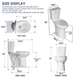 Elongated Tall Toilet 20 Inch for Seniors - 1.1/1.6 GPF Dual Flush Two Piece ADA High Toilet for Bathroom, 19 Inch Bowl Height, 20 Inch Seat Height, 12" Rough In, White