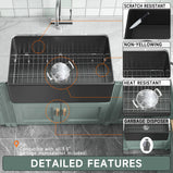  Black Farmhouse Sink 76.2 cm - Apron-front Undermount Double-sided Kitchen Sink, 76.2 cm × 45.7 cm × 25.4 cm, Farmhouse-style Single Bowl, Heavy-duty Solid Fireclay, Matte Black, Ideal for Kitchen