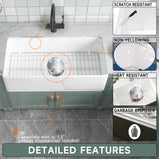 91.44cm Oversized Apron-Front Kitchen Sink   91.44cm × 45.72cm × 25.4cm double-sided apron-front single bowl, undermount installation. Made of solid fireclay in bright white, this farmhouse-style sink is durable and ideal for kitchens.