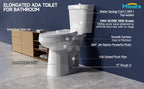  Extra Tall 22" Comfort Height Toilet for Seniors – Elongated, Dual Flush 1.1/1.6 GPF, 12" Rough-In, Two-Piece Bathroom Toilet