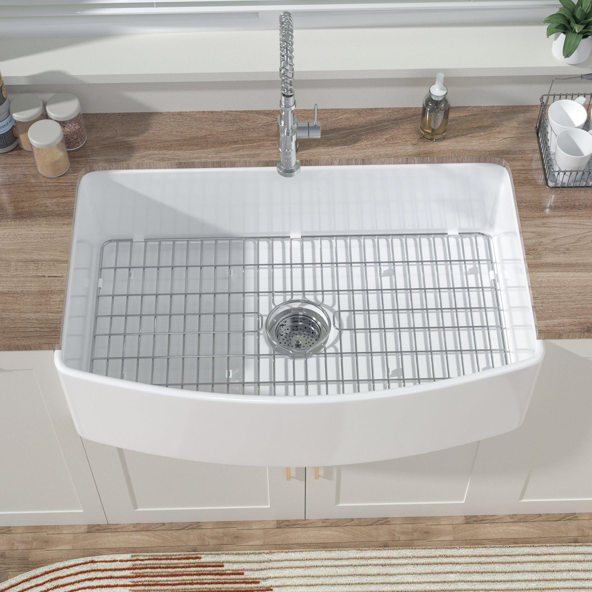 Miuara Farmhouse Sink Farm Sink Farmhouse Kitchen Sink Fireclay Sink Curved Apron Sink Undermount Kitchen Sink - Miuara LLC
