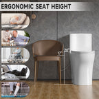 Elongated Modern Tall Toilet 19 Inch for Seniors, Powerful Tornado Flush Skirted High Toilet for Bathroom,One Piece Water Saving Dual Flush 1.0/1.28 GPF,Comfort ADA Bowl Heigh 18 Inch