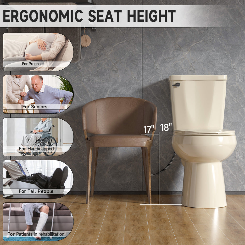 17 Inch Compact Tall Toilets for Bathrooms,ADA Comfort Chair Height Seat for Seniors,Two Piece Toilets Seat Height 17.5 Inch,Tornado Single Flush 1.28 GPF,12 Inch Rough-in