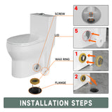 Compact One Piece Toilets for Small Bathroom Space, Modern Toilet with 17 Inch ADA Comfort Seat Height, 1.0/1.28 GPF Tornado Dual Flush,12 Inch Rougn In