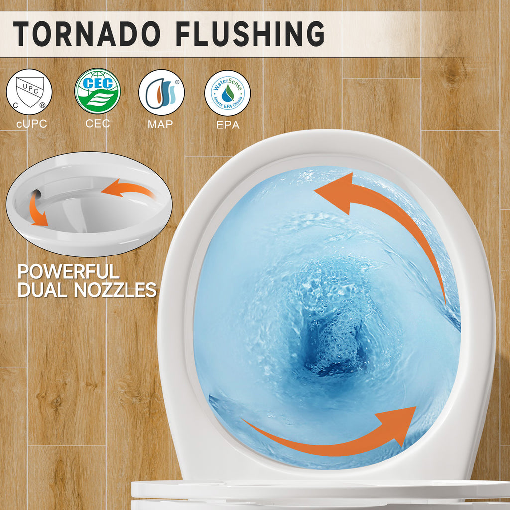 17 Inch Compact Tall Toilets for Bathrooms,ADA Comfort Chair Height Seat for Seniors,Two Piece Toilets Seat Height 17.5 Inch,Tornado Single Flush 1.28 GPF,12 Inch Rough-in