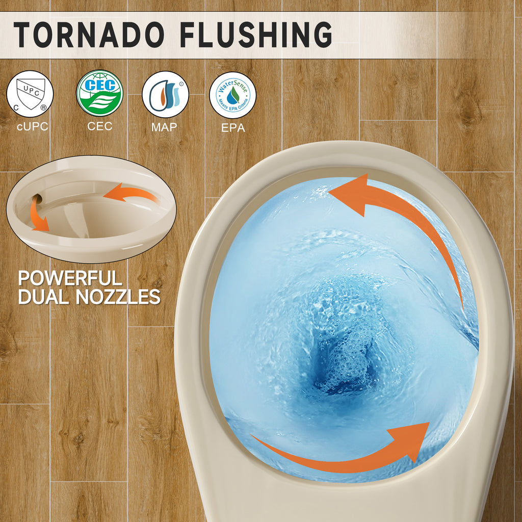 17 Inch Compact Tall Toilets for Bathrooms,ADA Comfort Chair Height Seat for Seniors,Two Piece Toilets Seat Height 17.5 Inch,Tornado Single Flush 1.28 GPF,12 Inch Rough-in