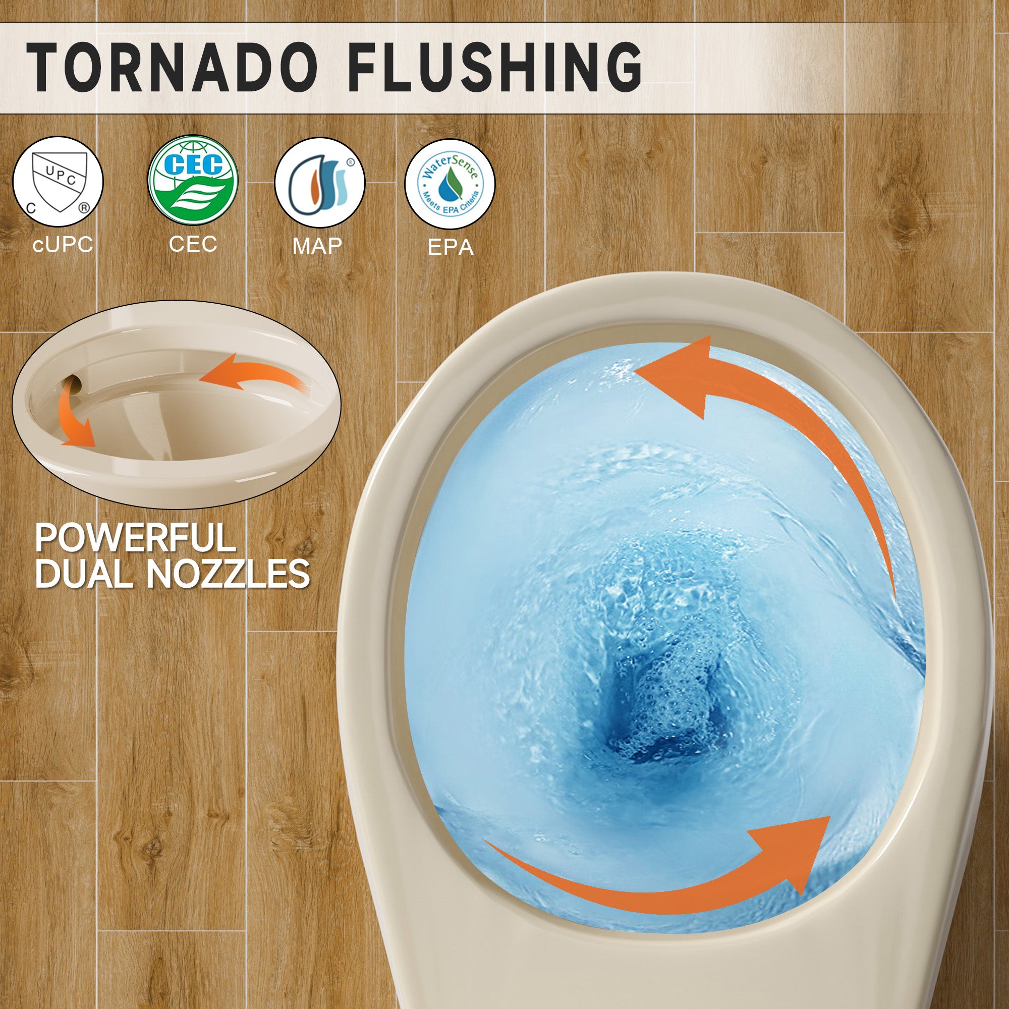 17 Inch Compact Tall Toilets for Bathrooms,ADA Comfort Chair Height Seat for Seniors,Two Piece Toilets Seat Height 17.5 Inch,Tornado Single Flush 1.28 GPF,12 Inch Rough-in