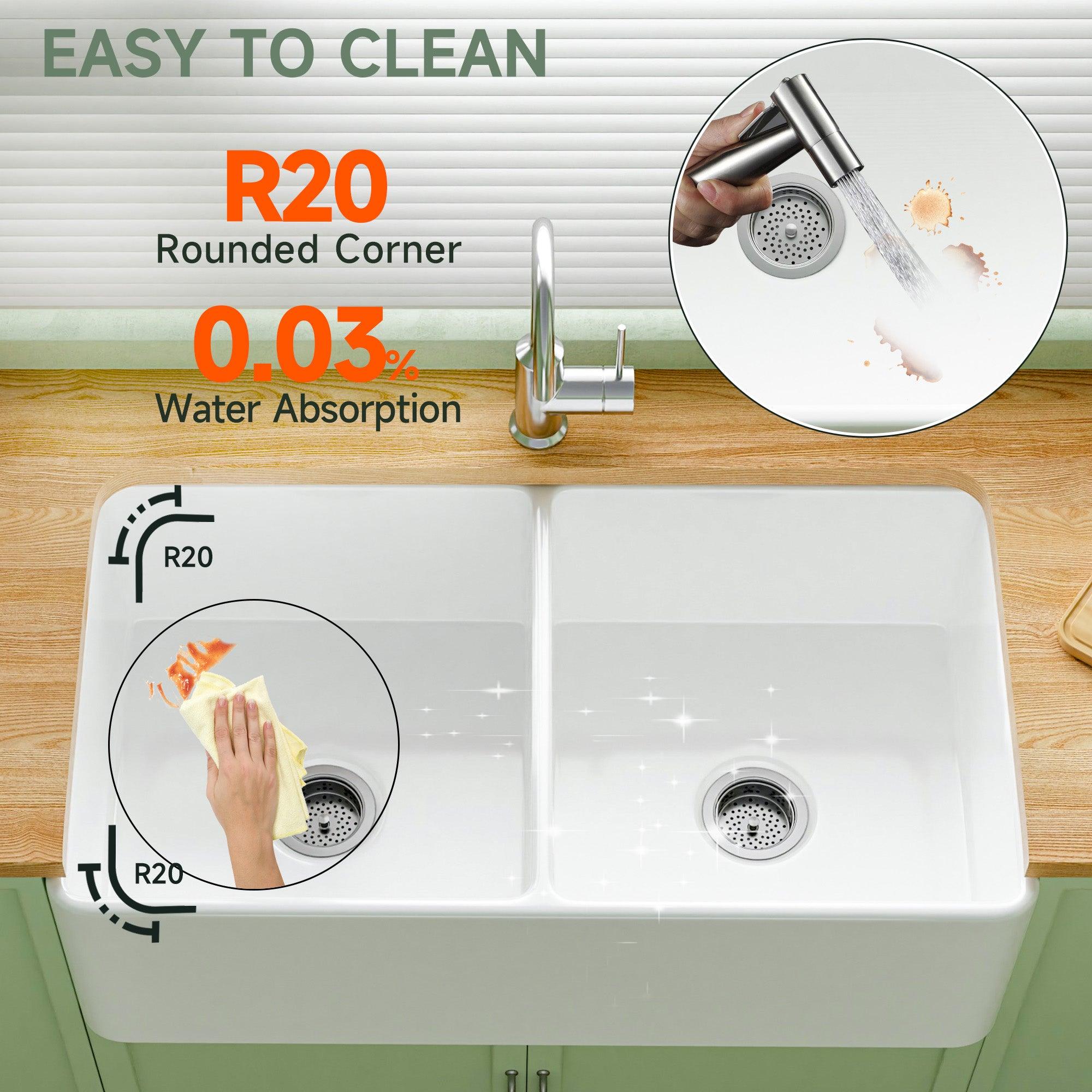 Miuara Farmhouse Sink Farm Sink Undermount Kitchen Sinks Fireclay Sink Decor Fluted Apron Sink - Miuara LLC