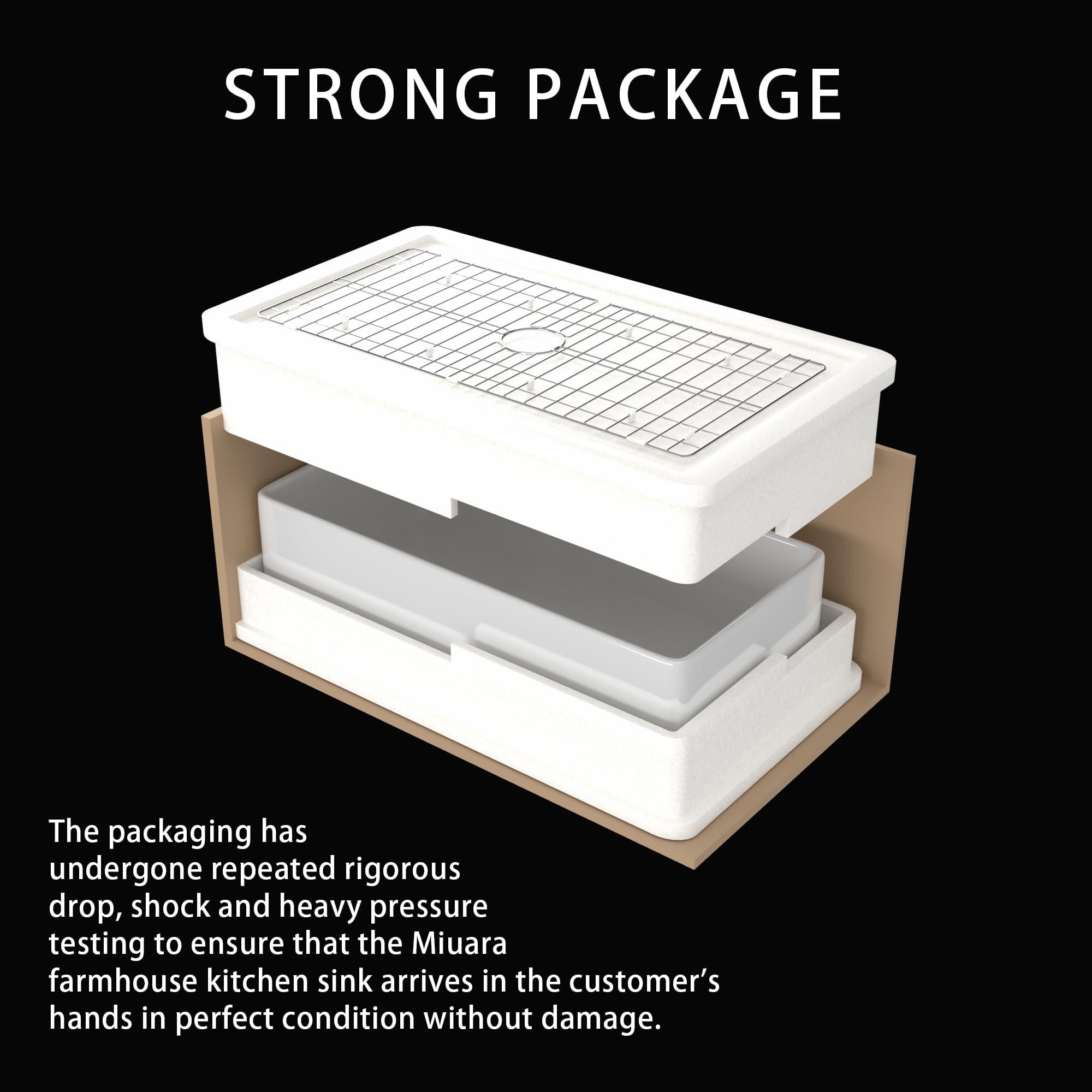 Miuara White Kitchen Sink Drop In 27 x 19 x 10 Inch Fireclay Dual Mount Drop In Kitchen Sink Deep Single Bowl Topmount & Undermount Kitchen Sink with Custom Bottom Grid & Kitchen Sink Strainer - Miuara LLC