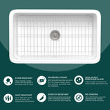 Miuara White Kitchen Sink Drop In Fireclay Wet Bar Sink Dual Mount Single Bowl Bar Sink Topmount Undermount Kitchen Sink - Miuara LLC