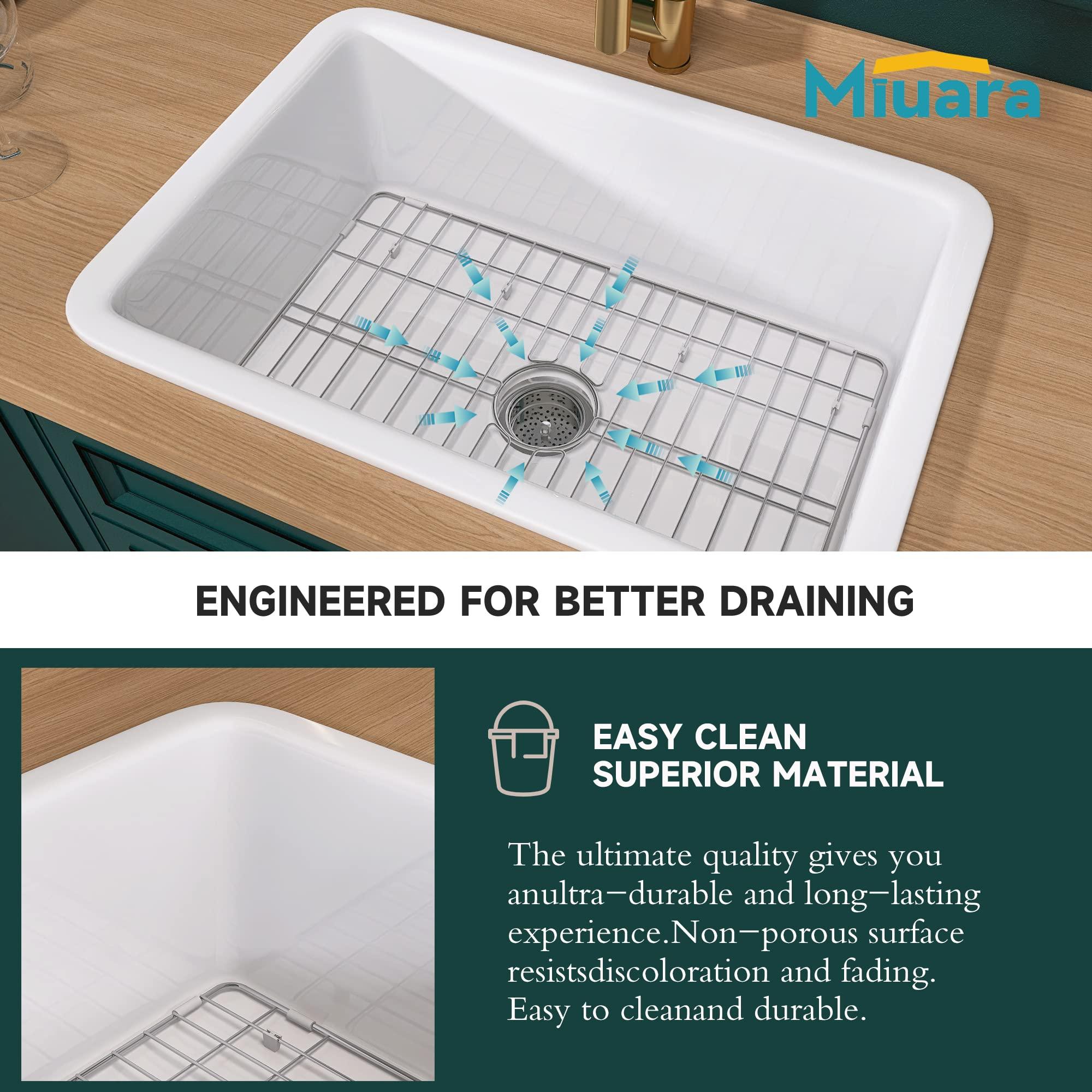 Miuara White Kitchen Sink Drop In Fireclay Wet Bar Sink Dual Mount Single Bowl Bar Sink Topmount Undermount Kitchen Sink - Miuara LLC