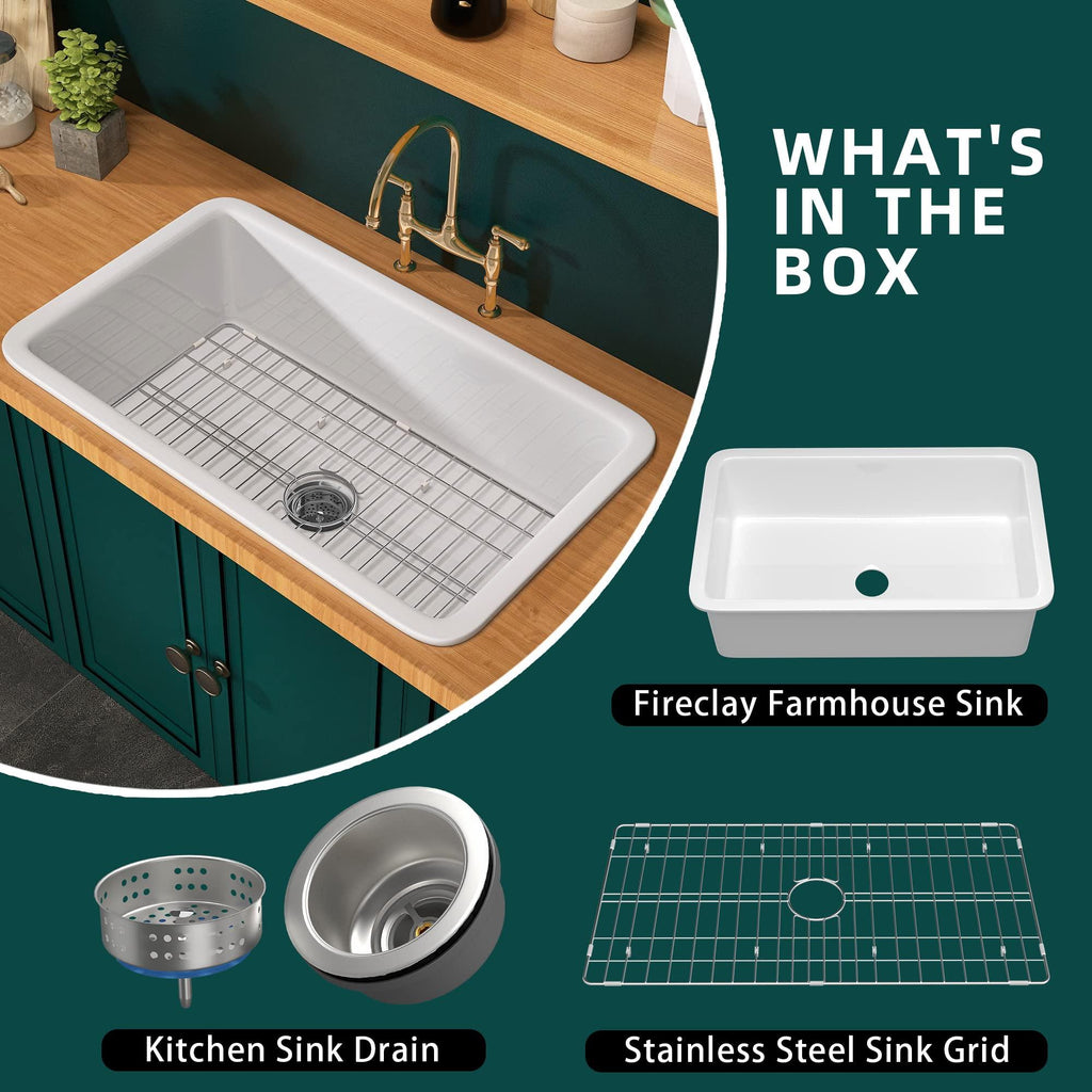 Miuara White Kitchen Sink Drop In Fireclay Wet Bar Sink Dual Mount Single Bowl Bar Sink Topmount Undermount Kitchen Sink - Miuara LLC